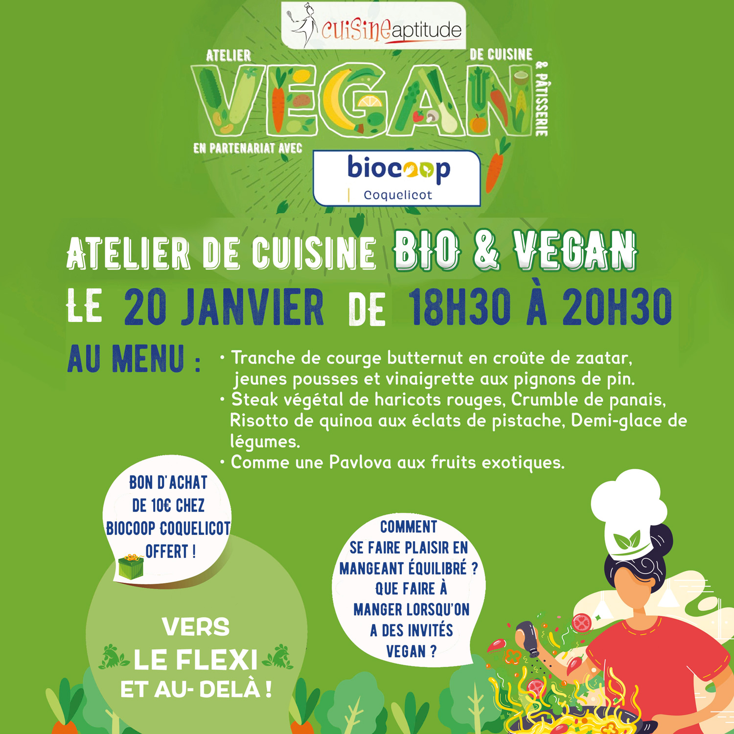 20 janvier 2022 - Atelier de cuisine vegan chez Cuisine Aptitude