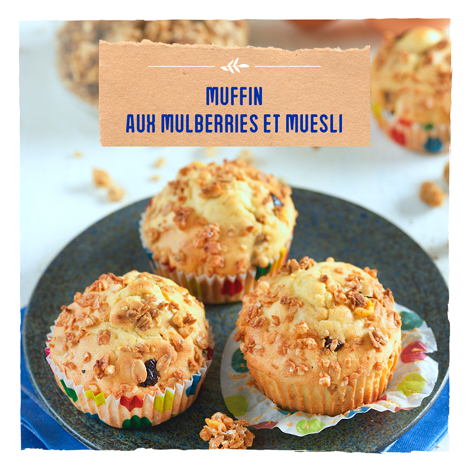 Muffin aux mulberries et muesli